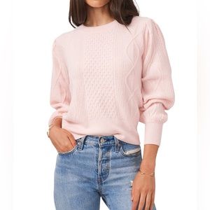 1.State Woman’s Mixed Knit Crewneck Sweater Pink Size XXL